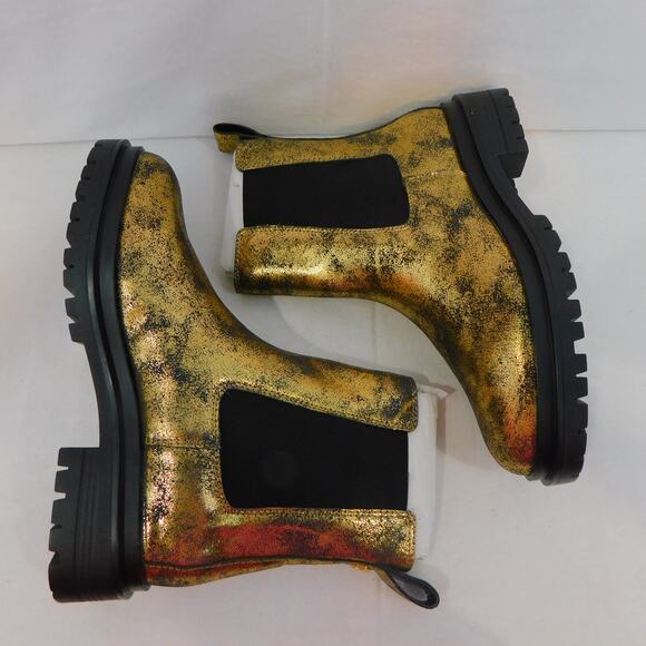 Ralph Lauren Womens Corinne Leather Distressed Metallic Booties Size 7.5 - Picture 8 of 11